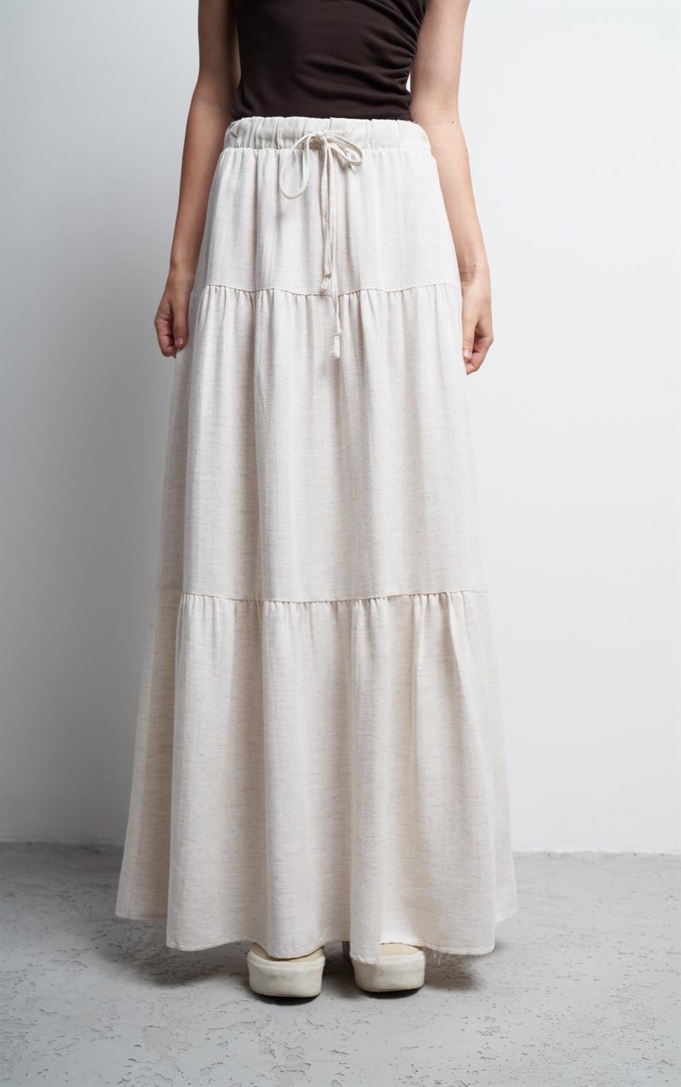 Keten Uzun Etek Ekru