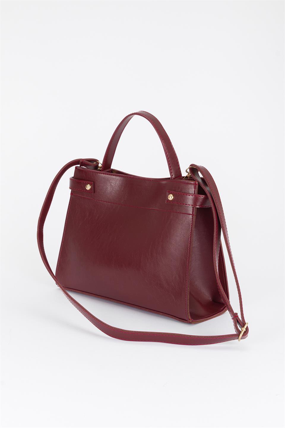 Kilit Detaylı Basic Çanta Bordo