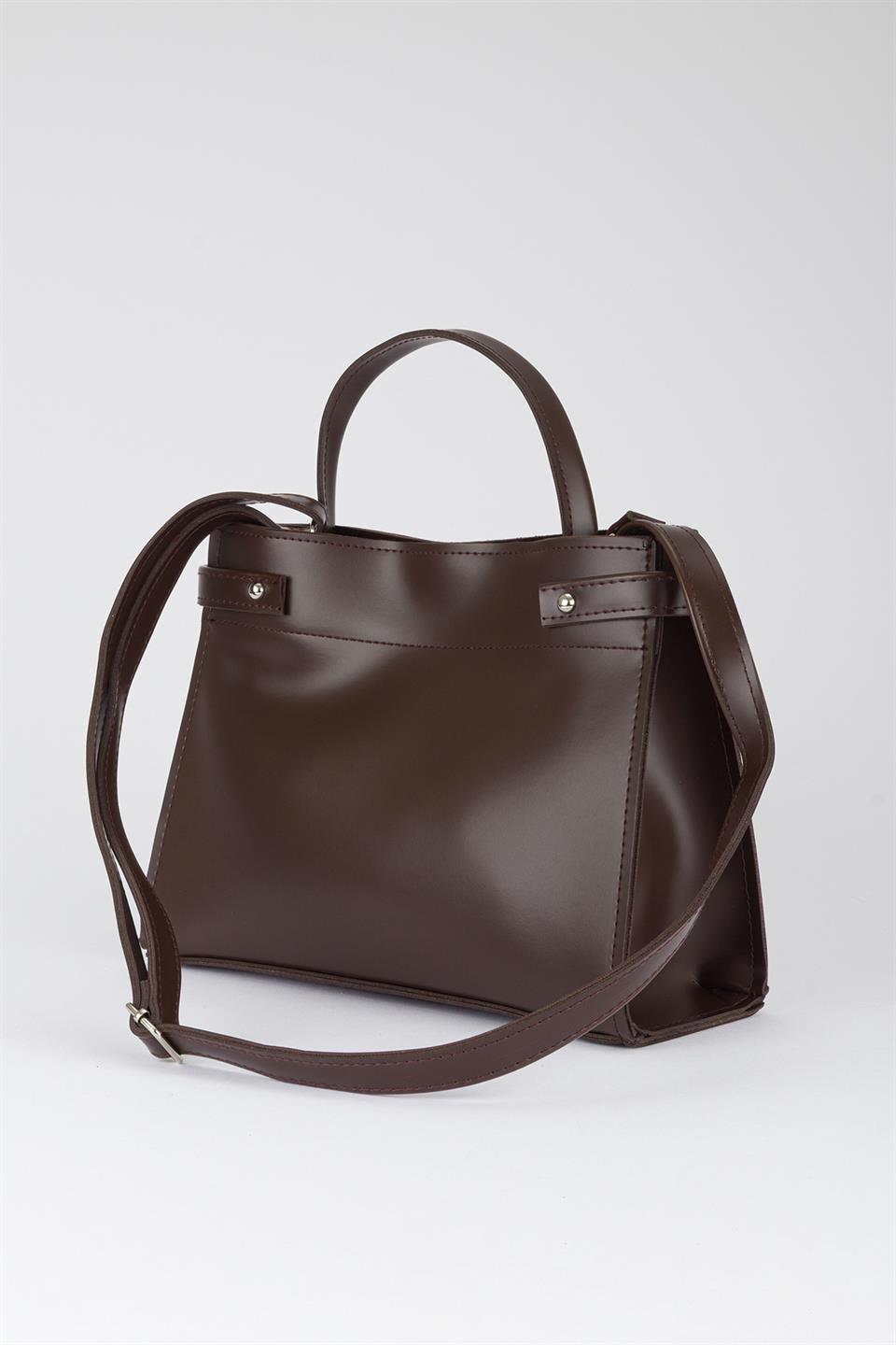 Kilit Detaylı Basic Çanta Kahve