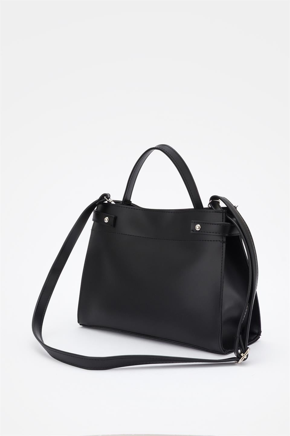 Kilit Detaylı Basic Çanta Siyah