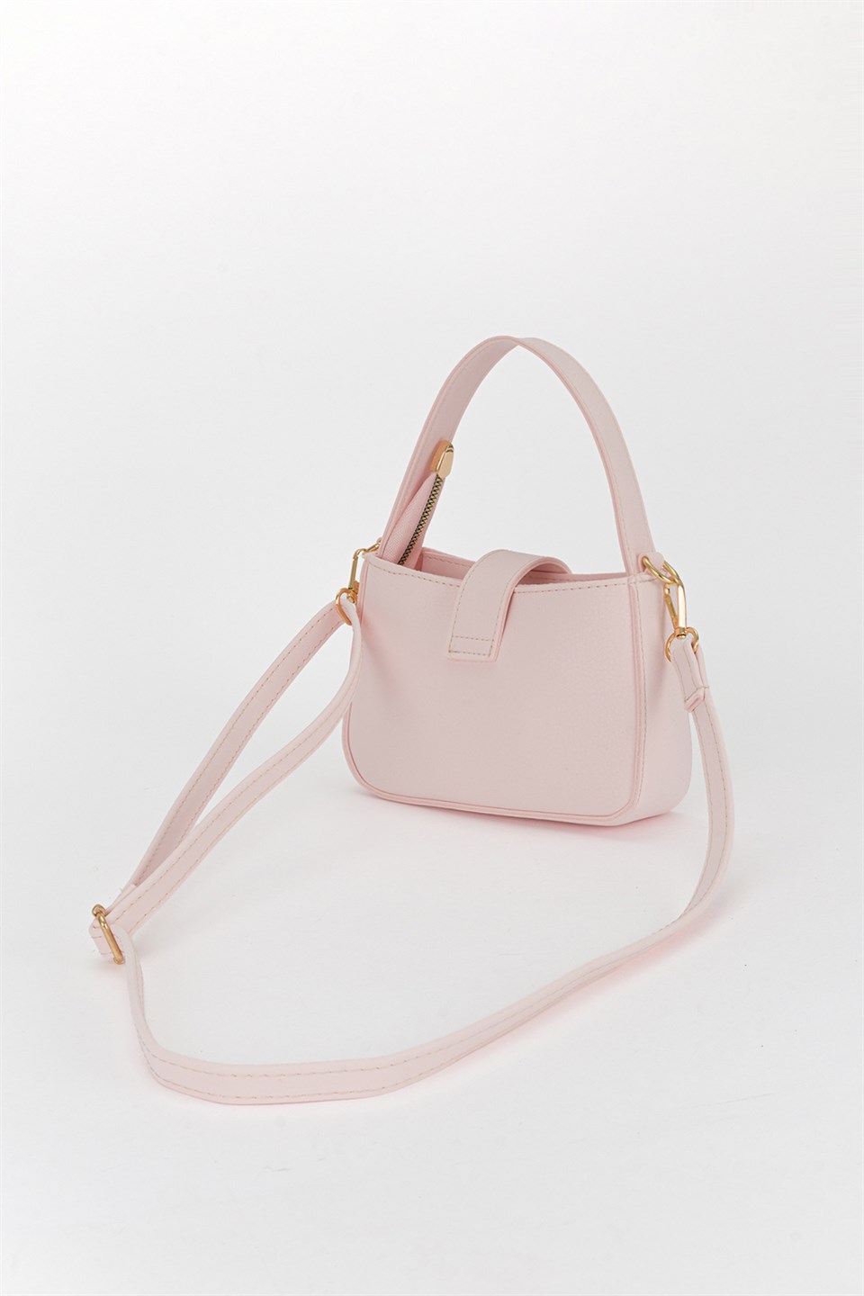 Kilitli Mini Cross Çanta Pembe