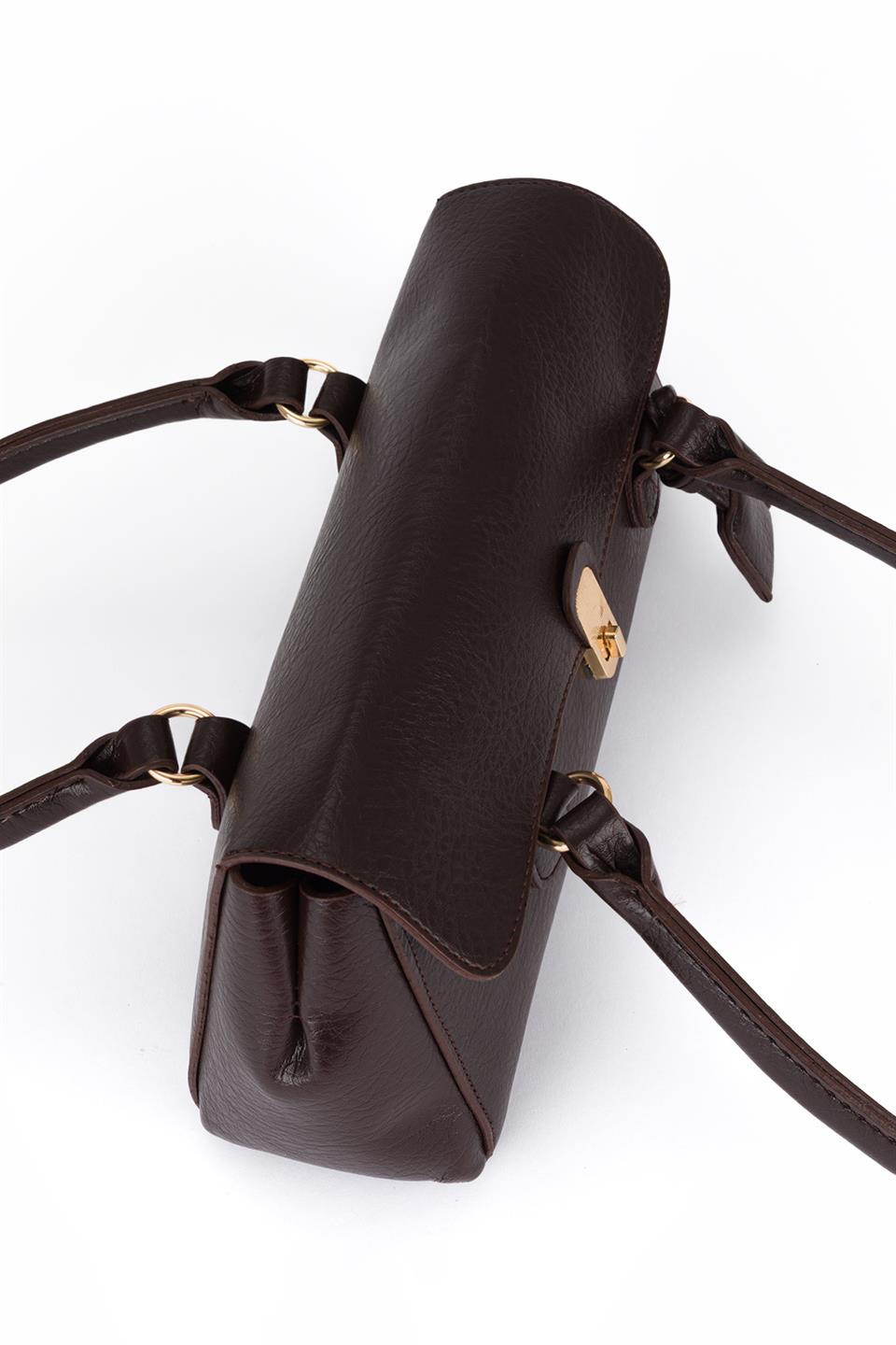 Kilitli Omuz Çantası Kahve