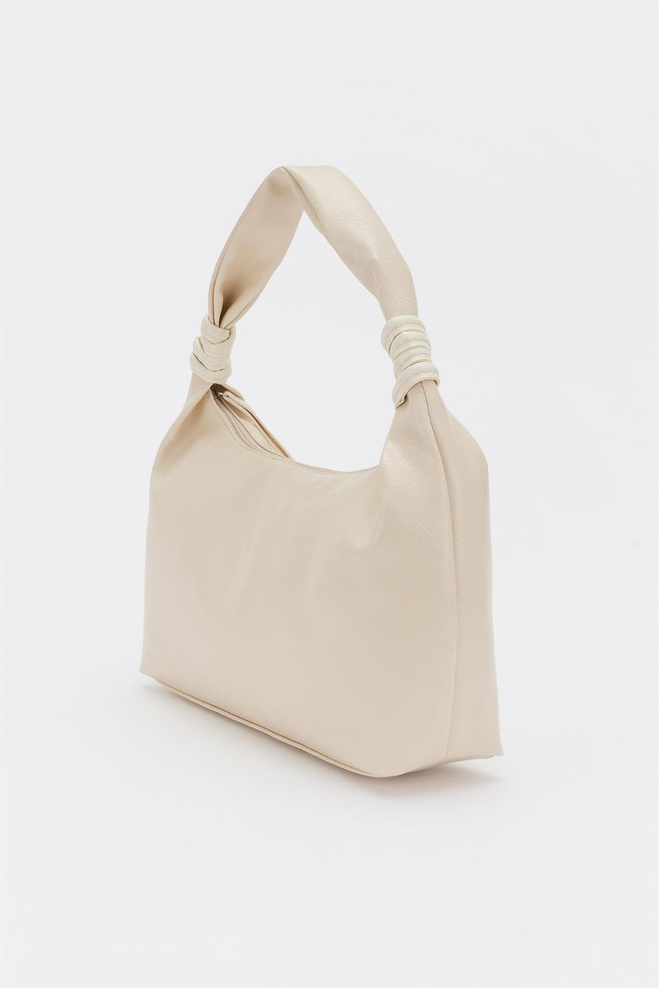 Kırışık Suni Deri Çanta Bej