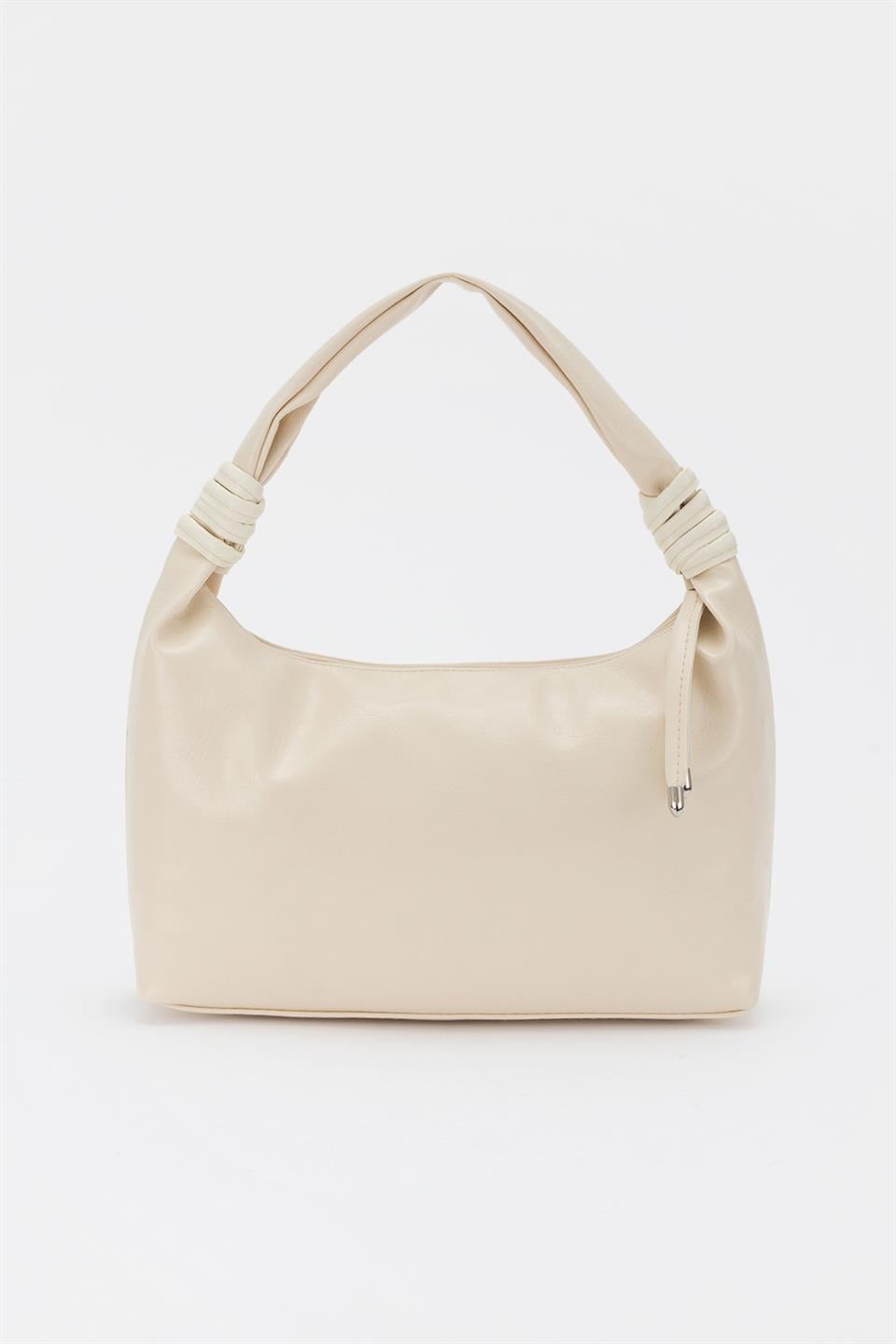 Kırışık Suni Deri Çanta Bej