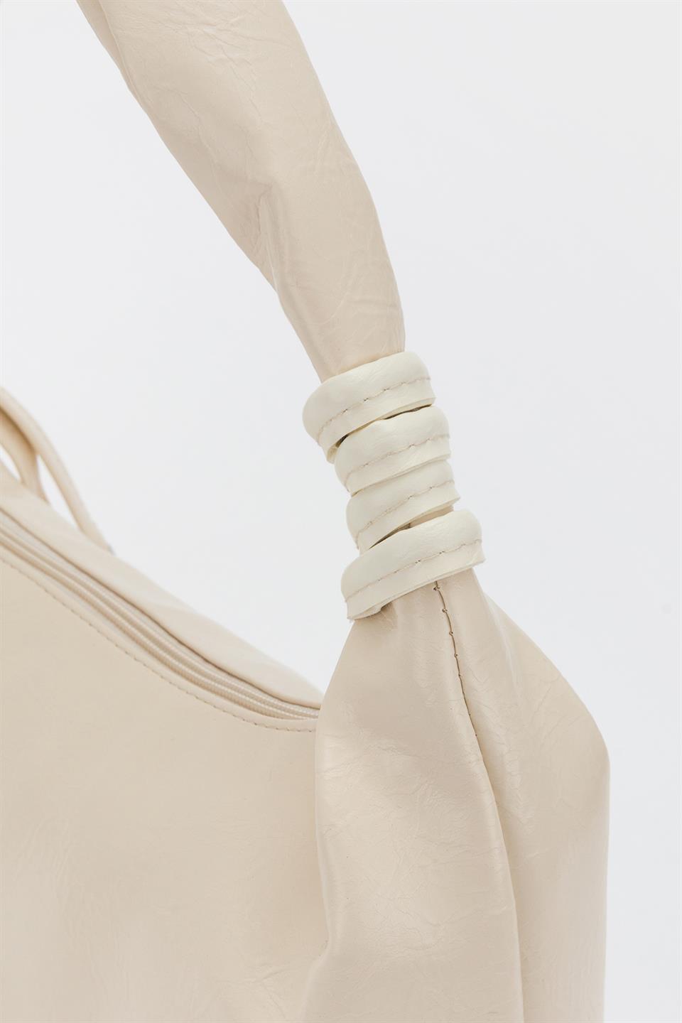 Kırışık Suni Deri Çanta Bej