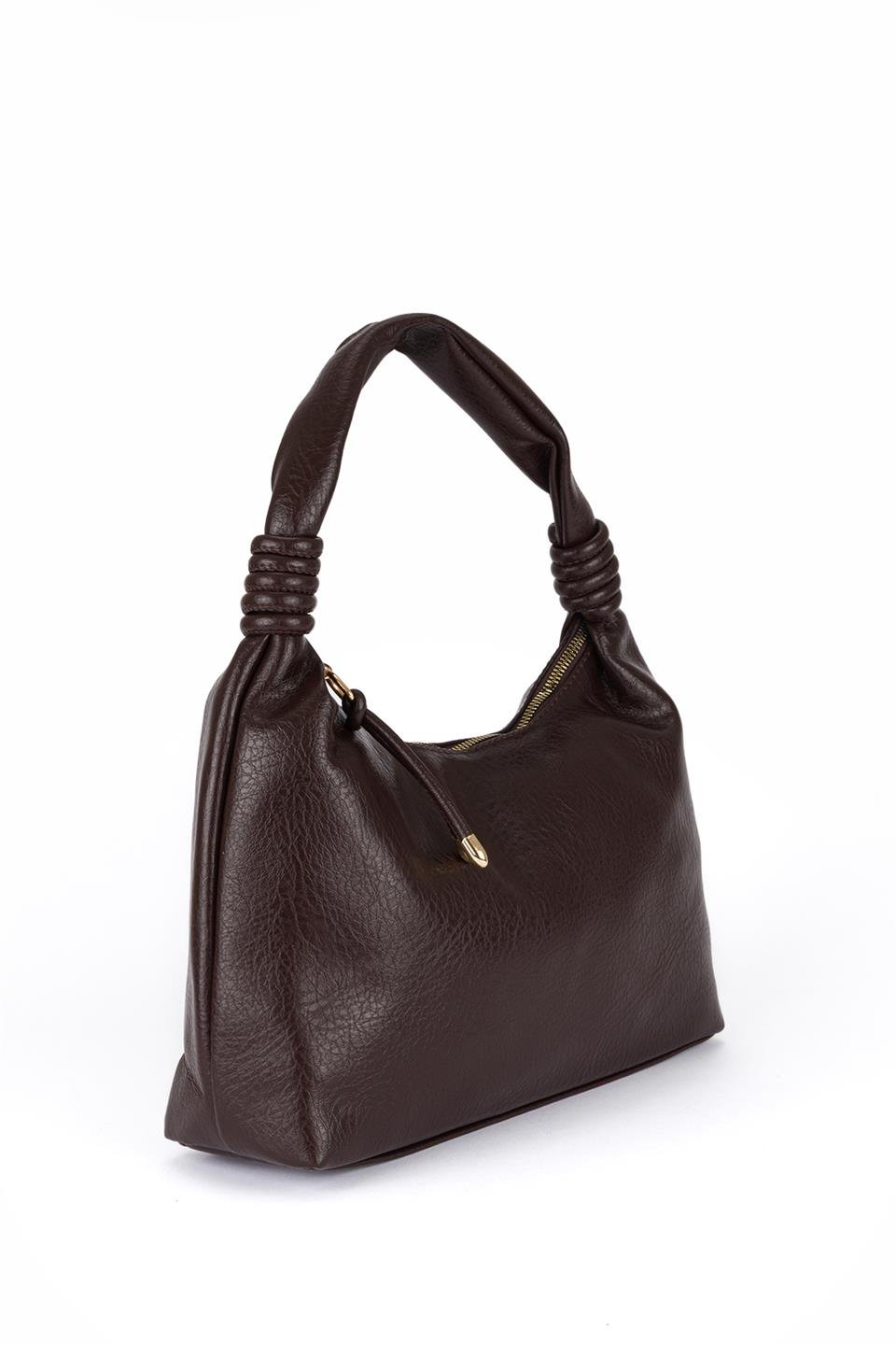 Kırışık Suni Deri Çanta Kahve