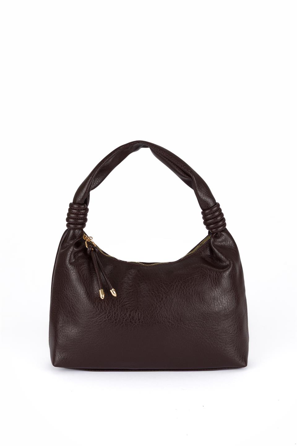 Kırışık Suni Deri Çanta Kahve