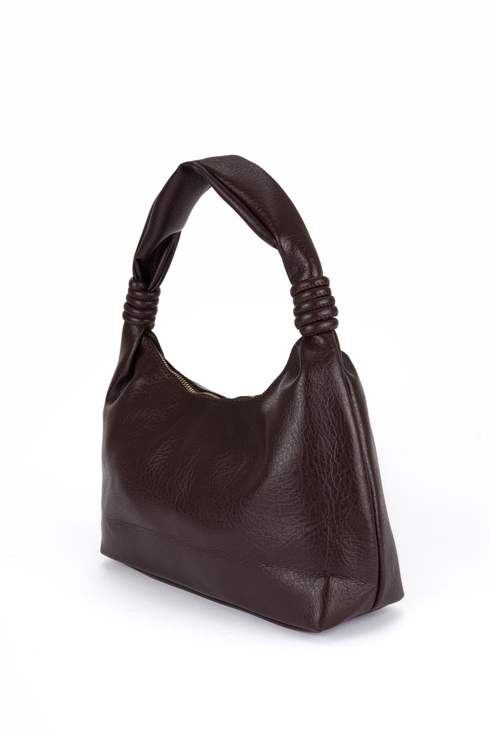 Kırışık Suni Deri Çanta Kahve