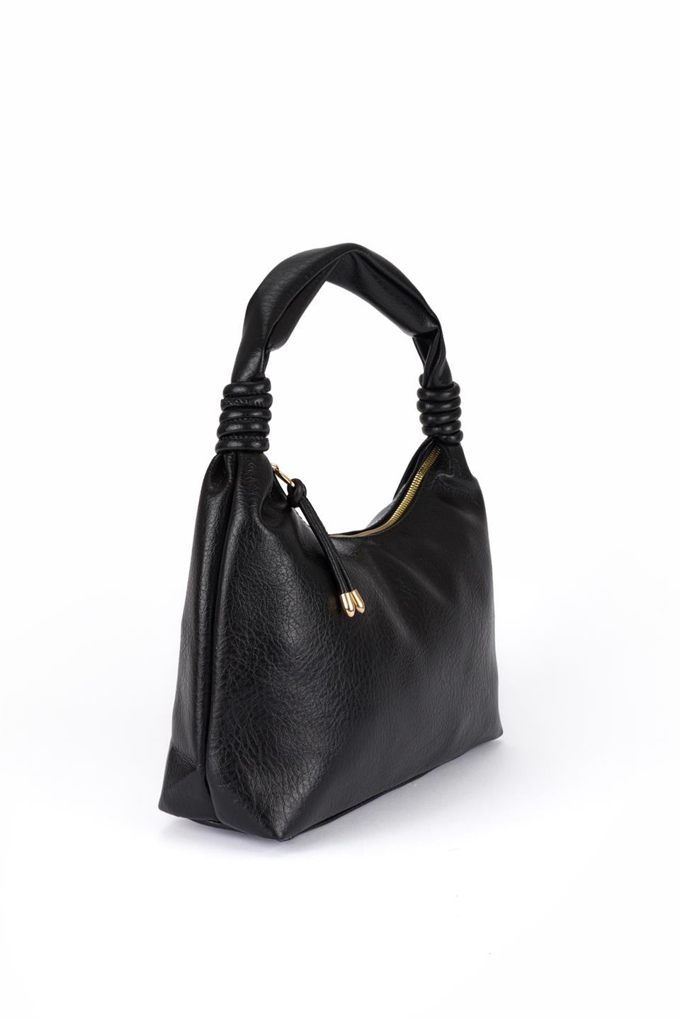 Kırışık Suni Deri Çanta Siyah
