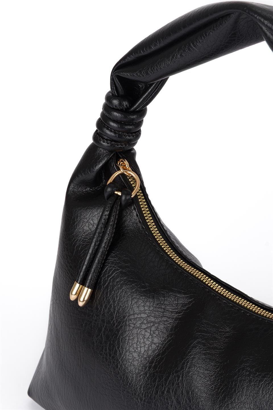 Kırışık Suni Deri Çanta Siyah