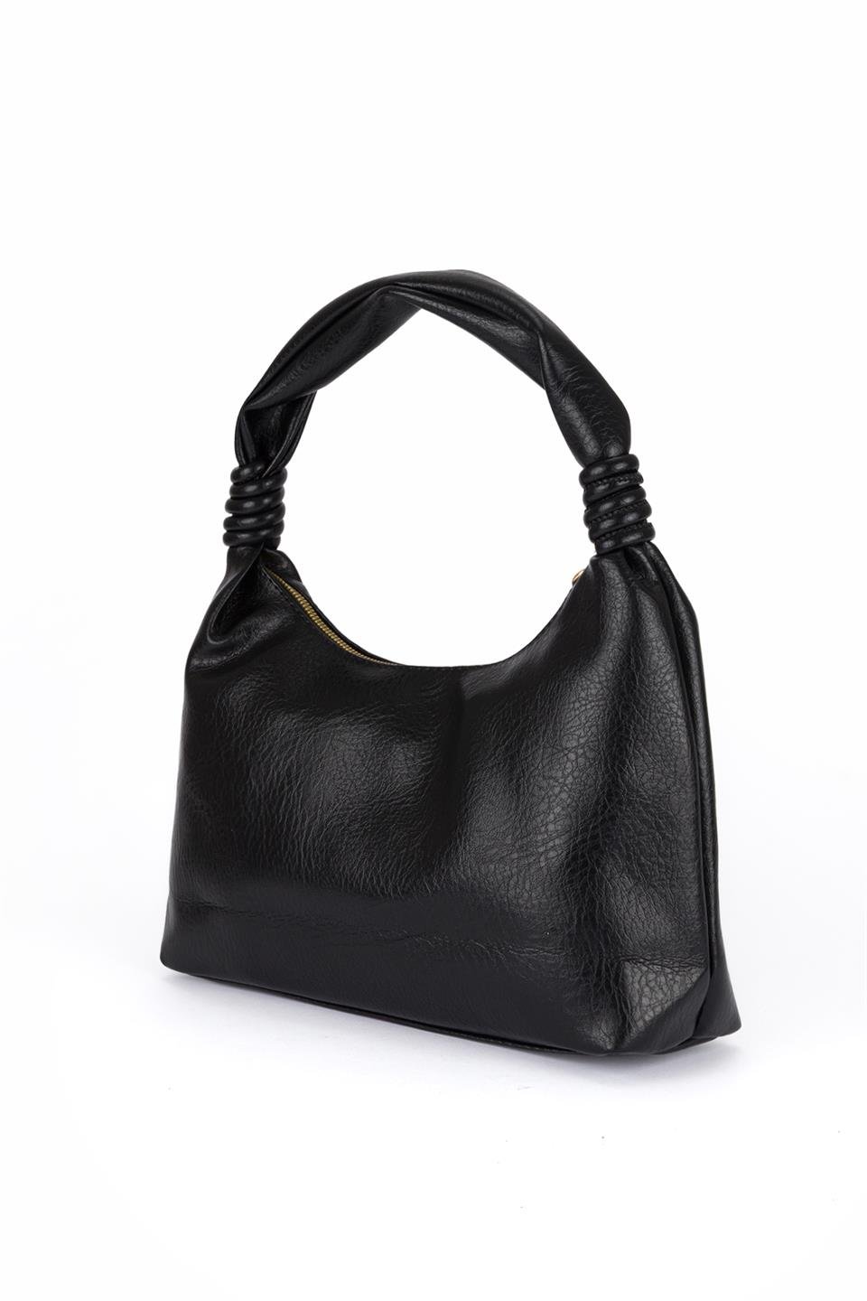 Kırışık Suni Deri Çanta Siyah