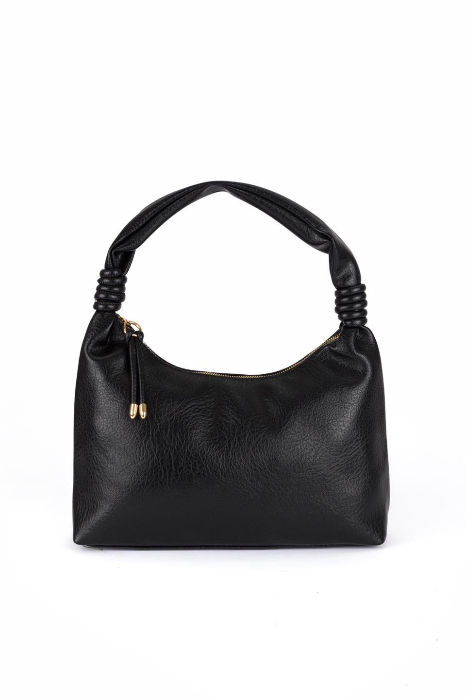 Kırışık Suni Deri Çanta Siyah