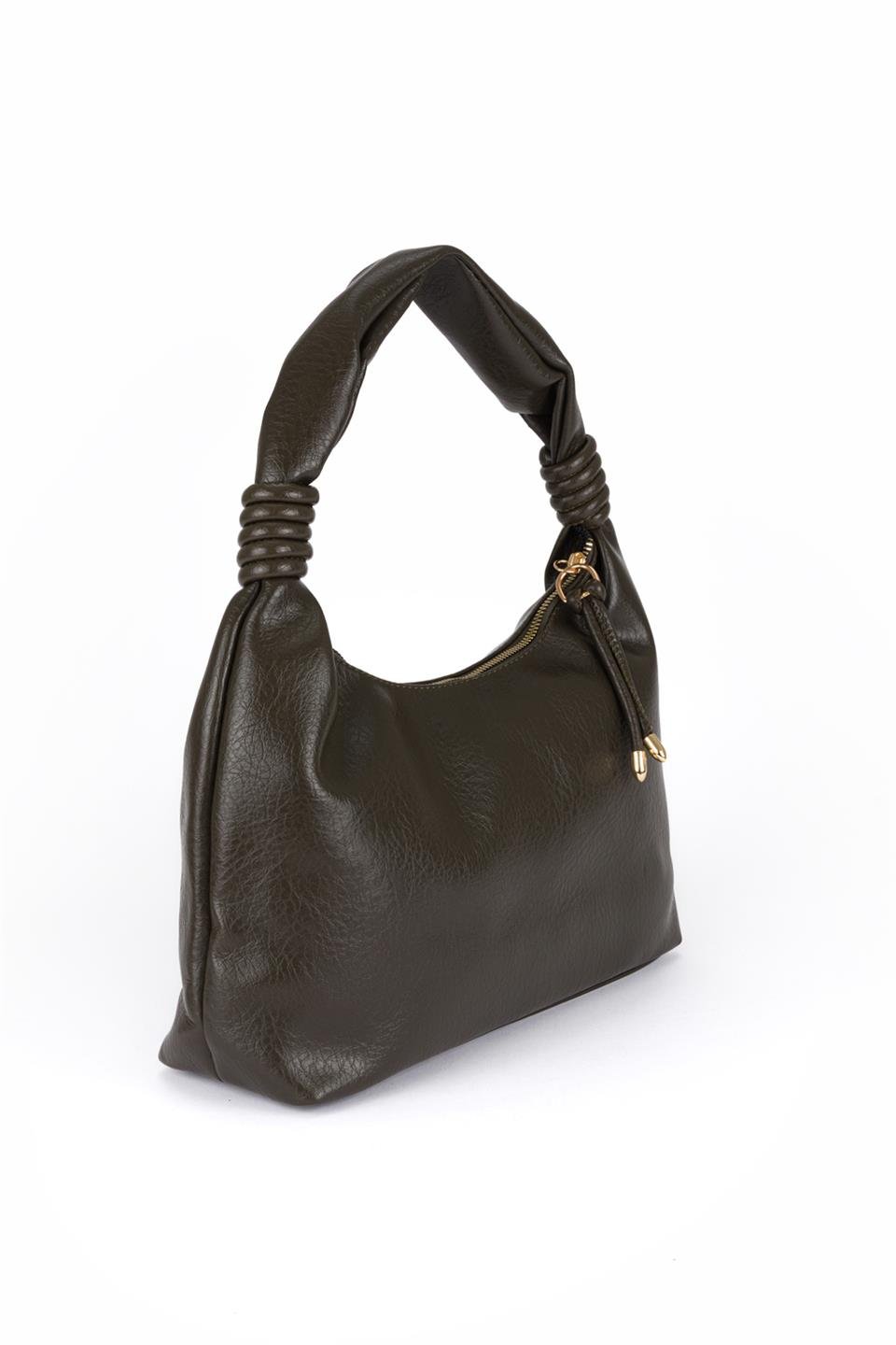 Kırışık Suni Deri Çanta Yeşil