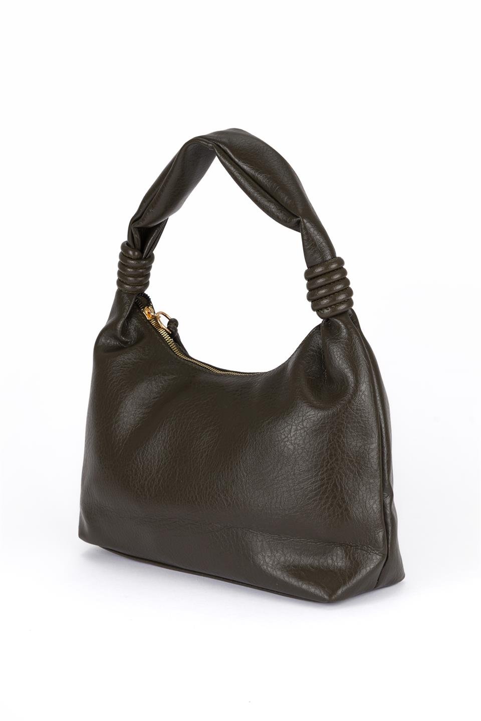 Kırışık Suni Deri Çanta Yeşil