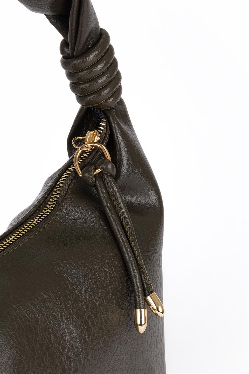 Kırışık Suni Deri Çanta Yeşil