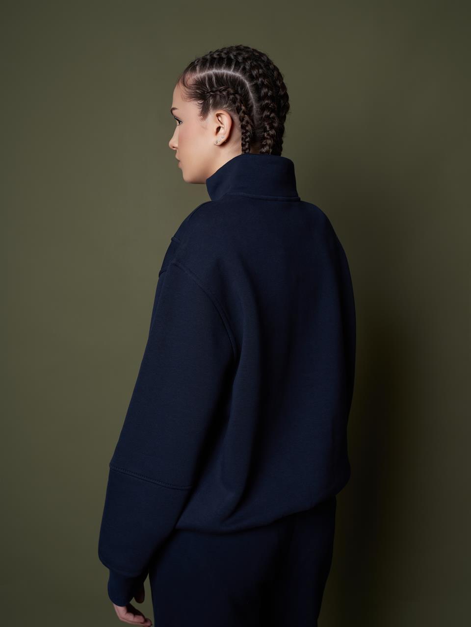 LA Yazı Baskılı Şardonlu Sweatshirt Lacivert