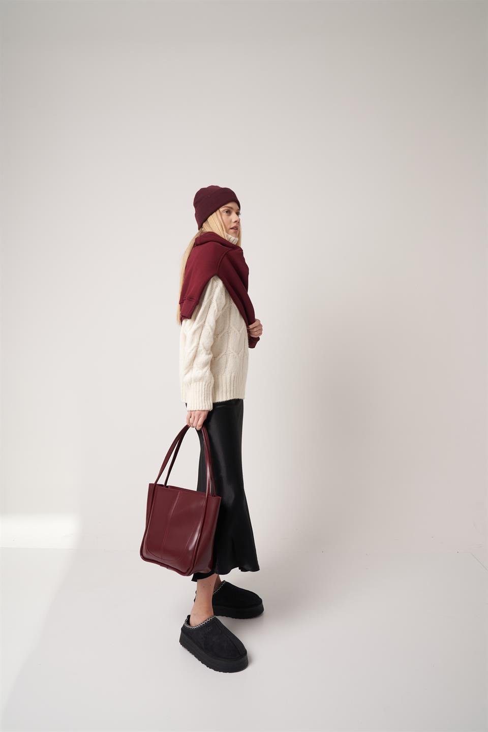 Basic Omuz Çantası Bordo