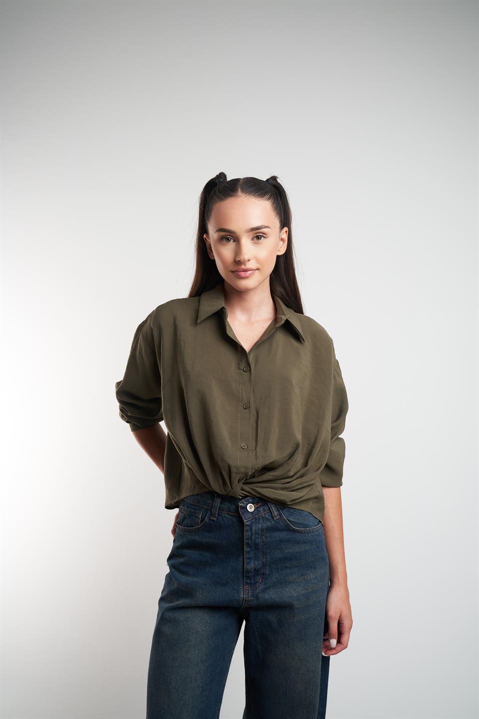 Modal Uzun Kol Gömlek Haki