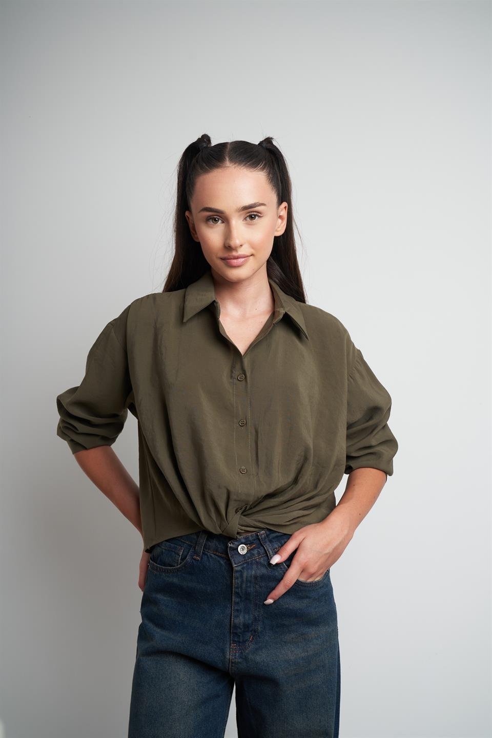 Modal Uzun Kol Gömlek Haki