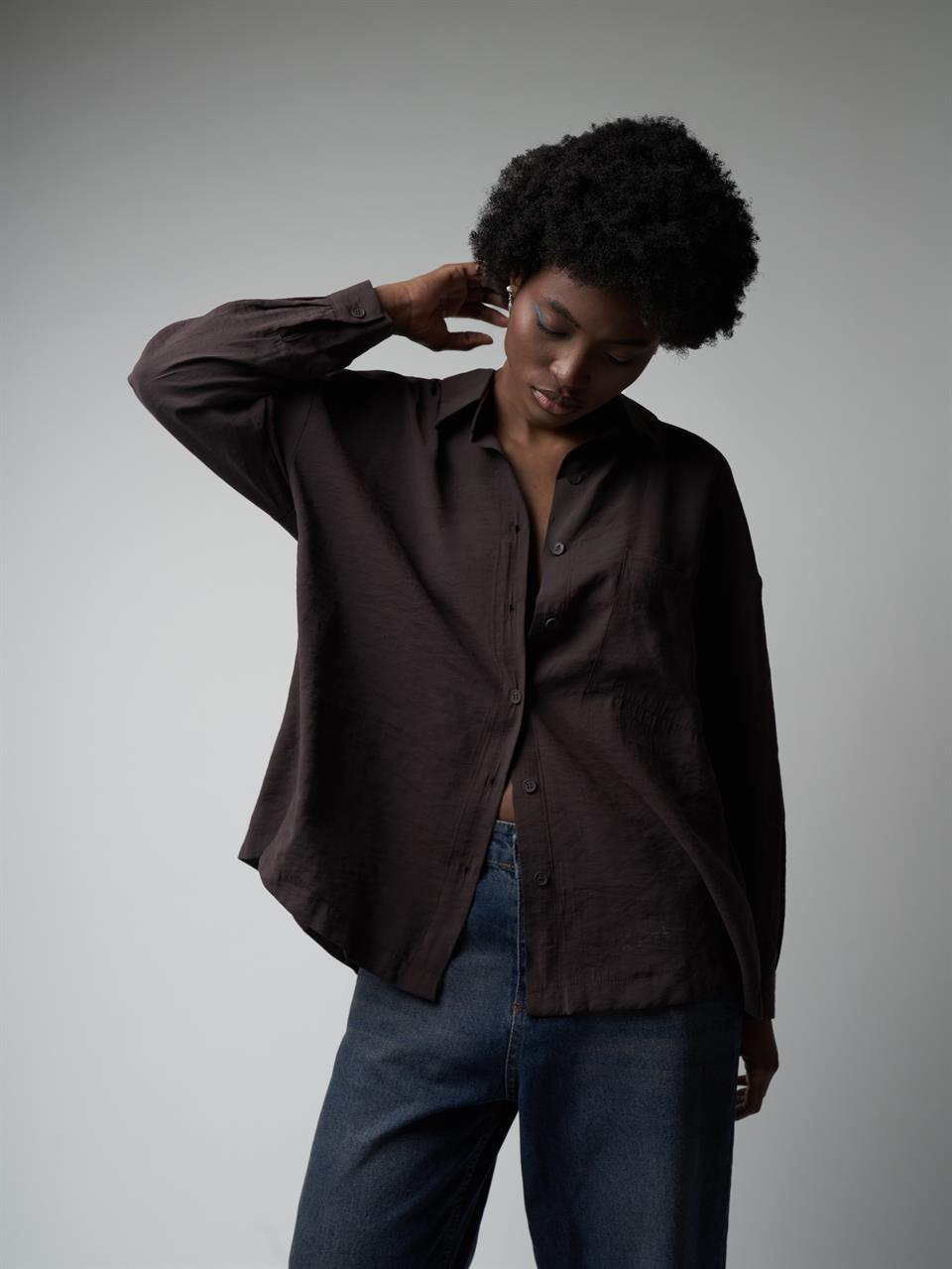 Modal Uzun Kol Gömlek Kahve