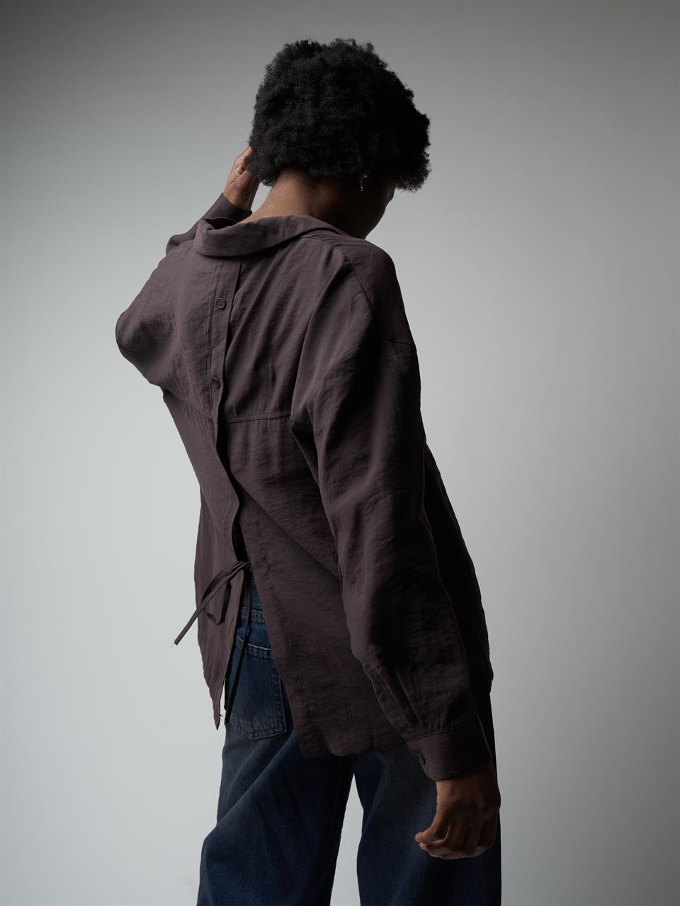 Modal Uzun Kol Gömlek Kahve