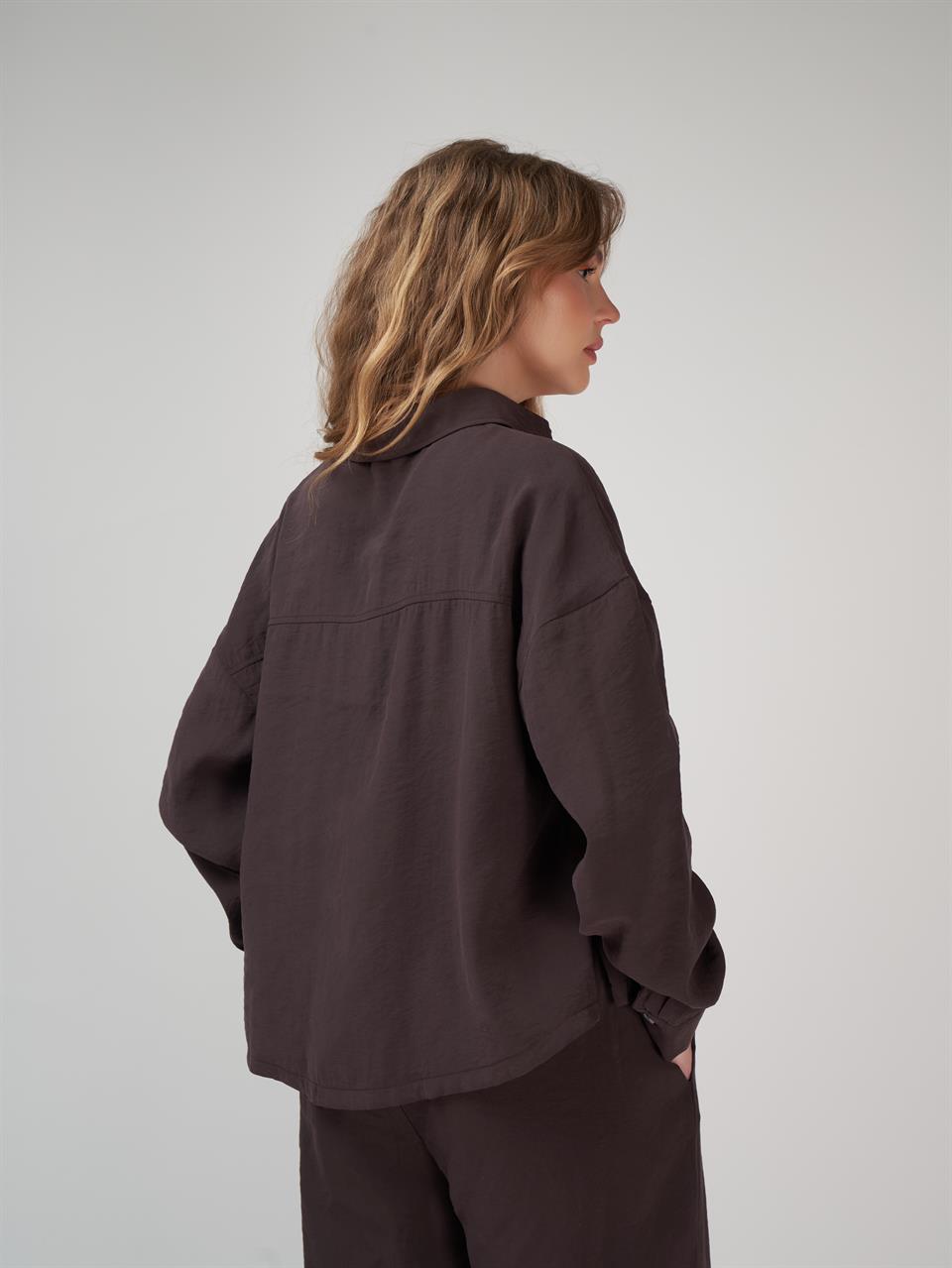 Modal Uzun Kol Gömlek Kahve