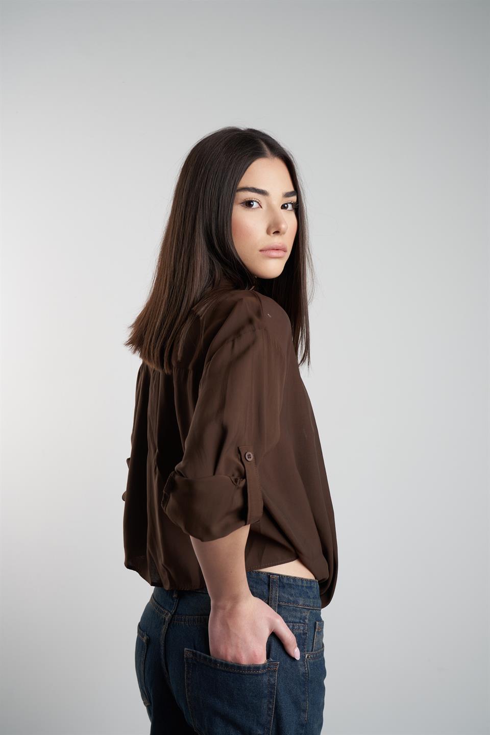 Modal Uzun Kol Gömlek Kahve