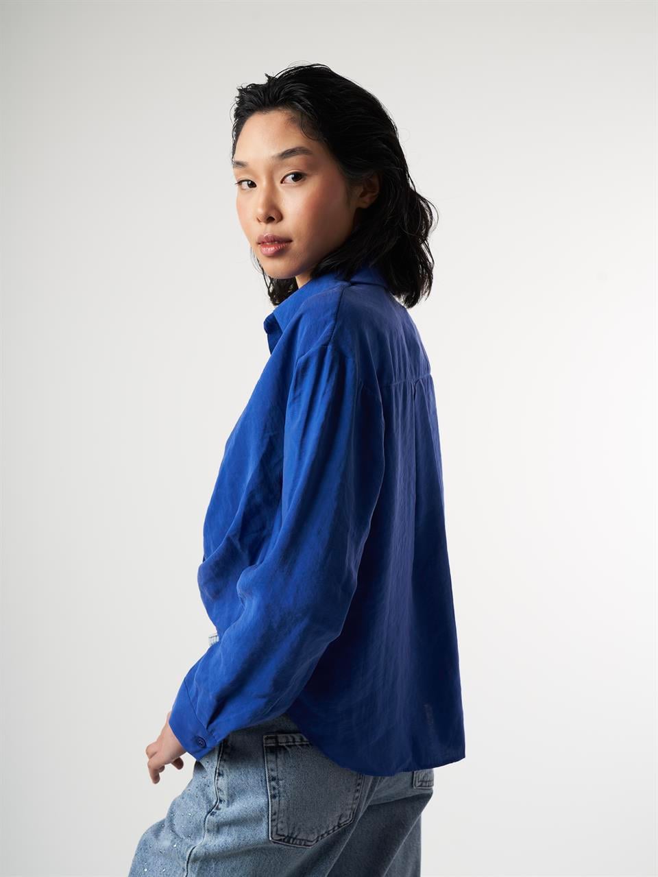 Modal Uzun Kol Gömlek Sax Mavi