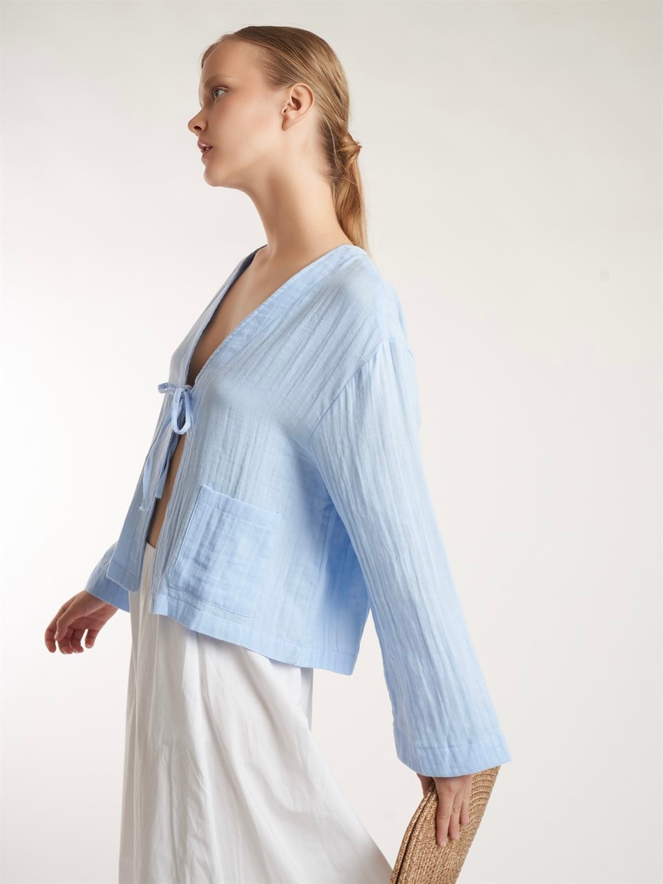 Müslin Kimono Hırka Mavi