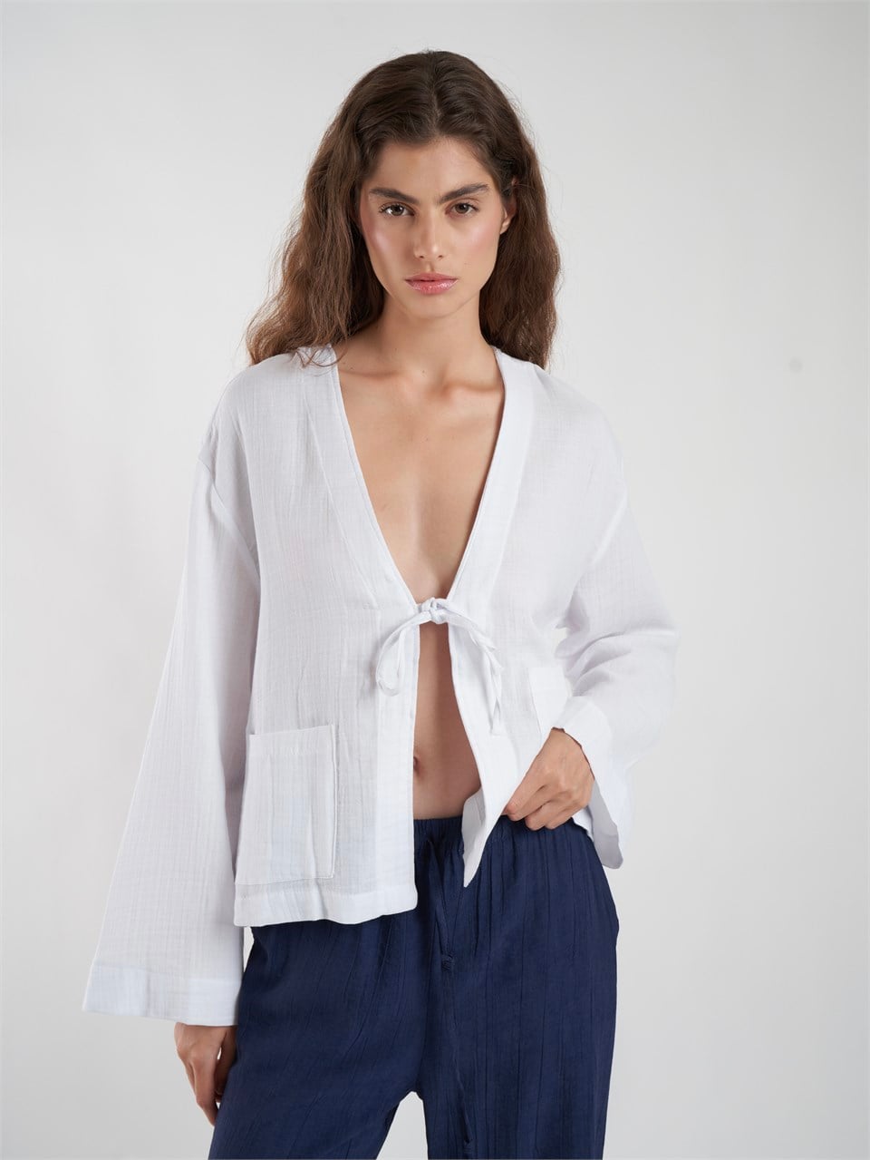 Müslin Kimono Hırka Ekru