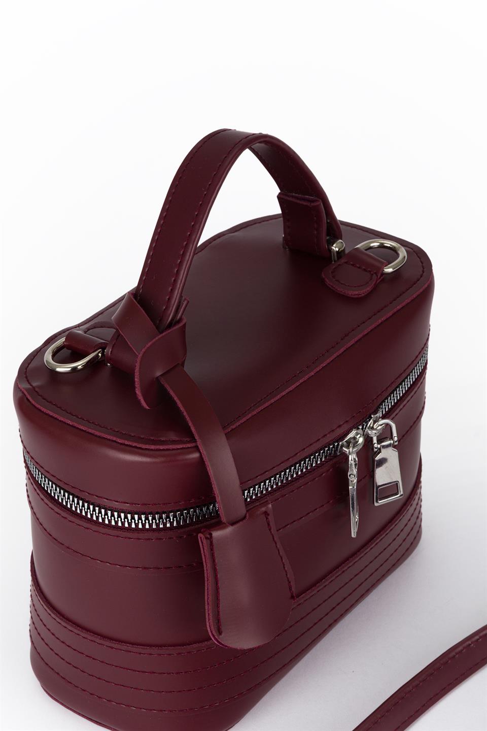 Oval Çapraz Çanta Bordo