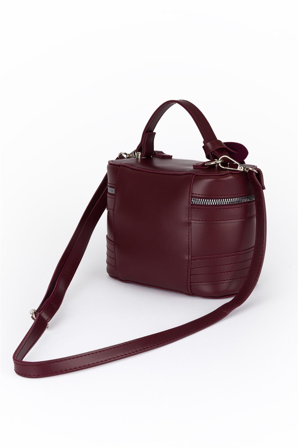 Oval Çapraz Çanta Bordo