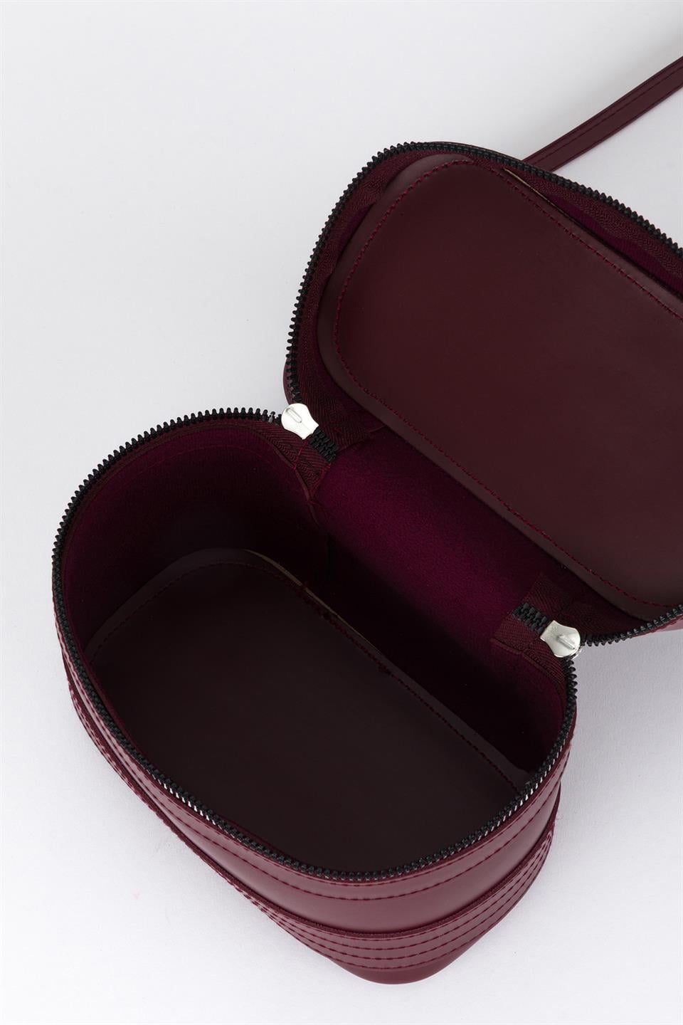 Oval Çapraz Çanta Bordo