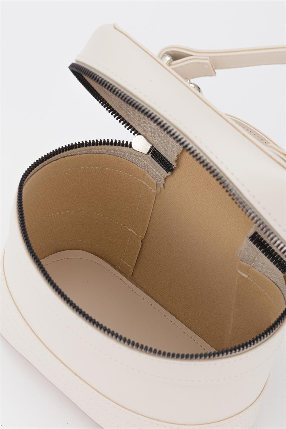 Oval Çapraz Çanta Ekru