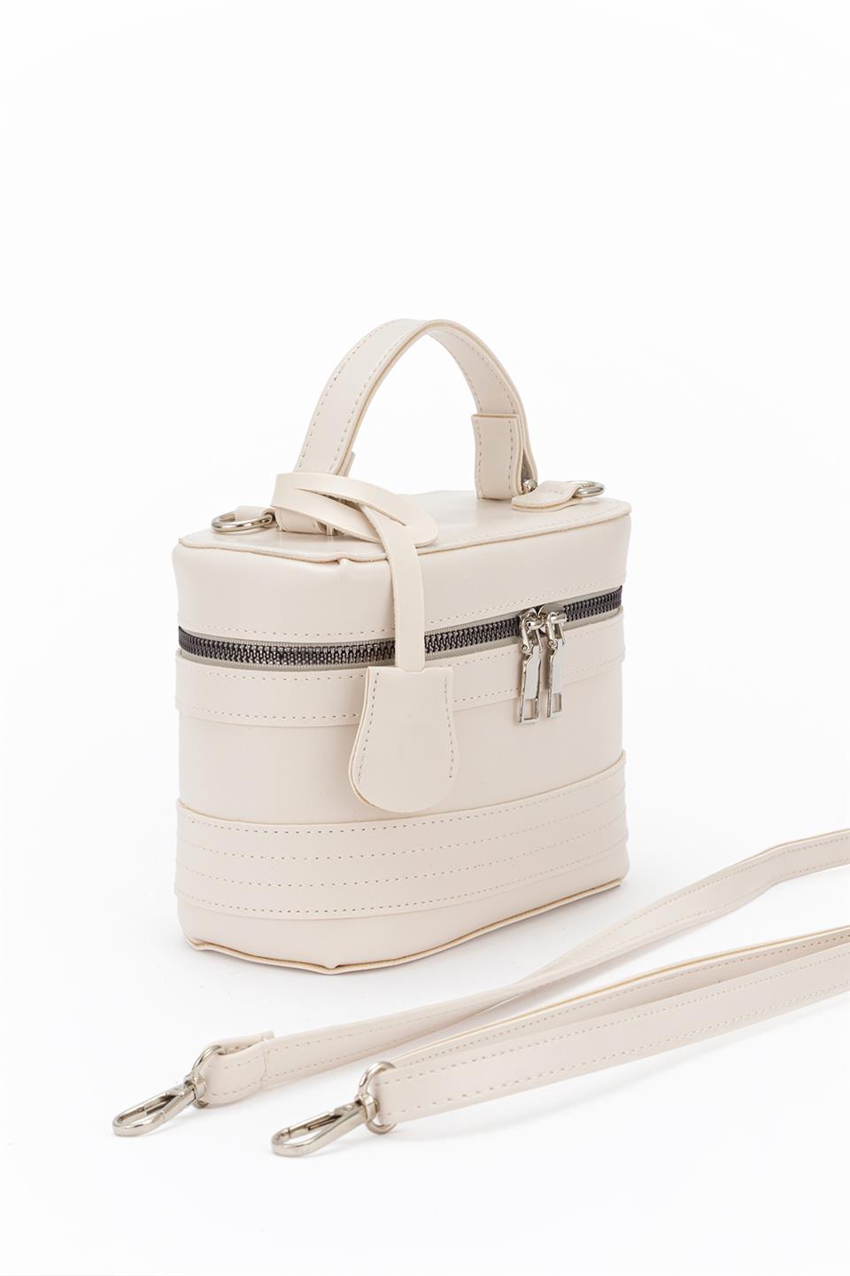 Oval Çapraz Çanta Ekru