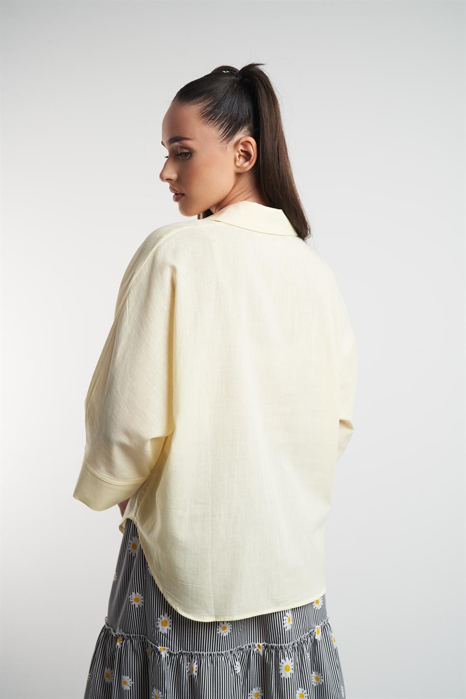 Oval Kesim Gömlek Sarı