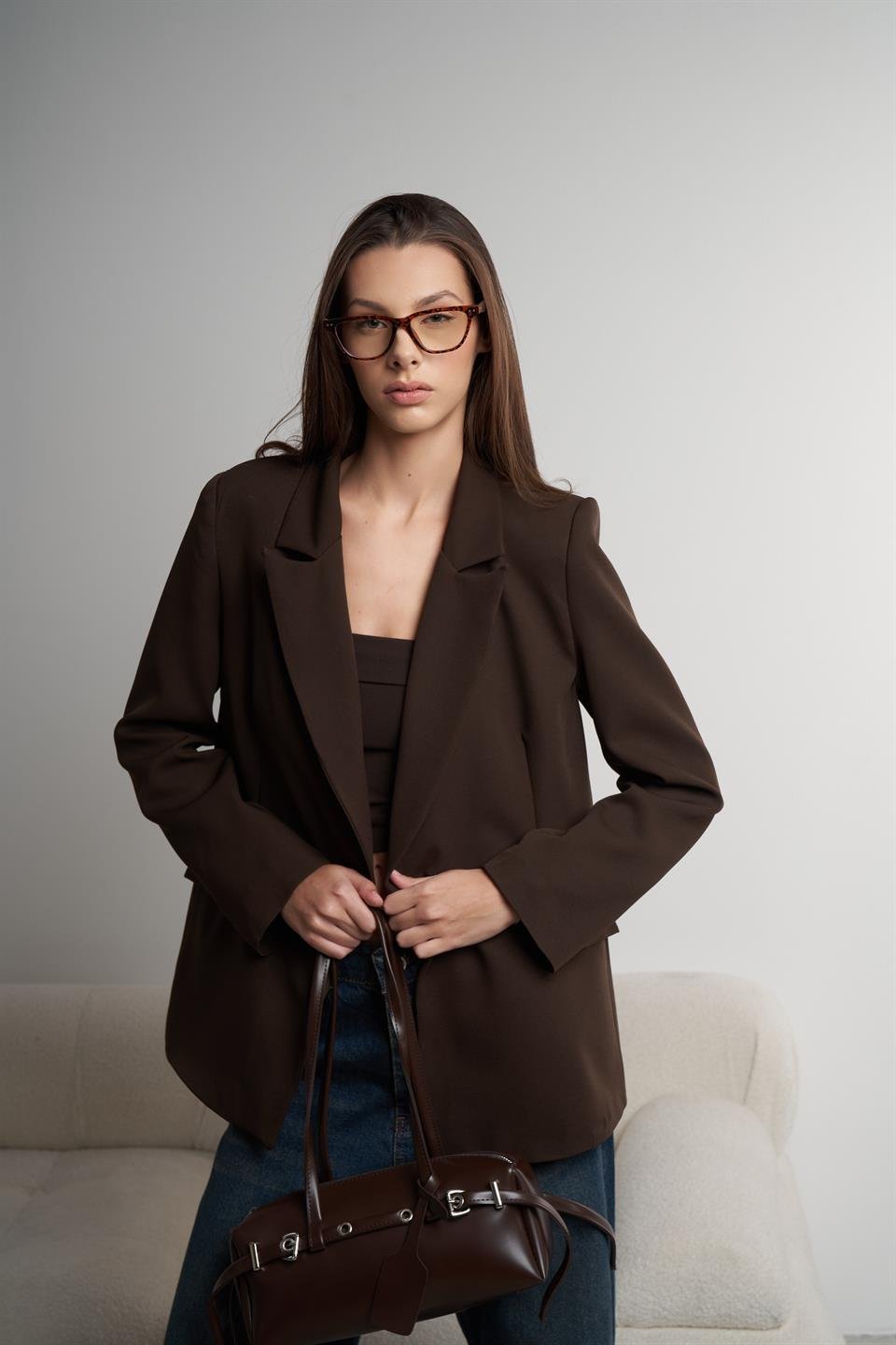 Oversize Blazer Ceket Kahve