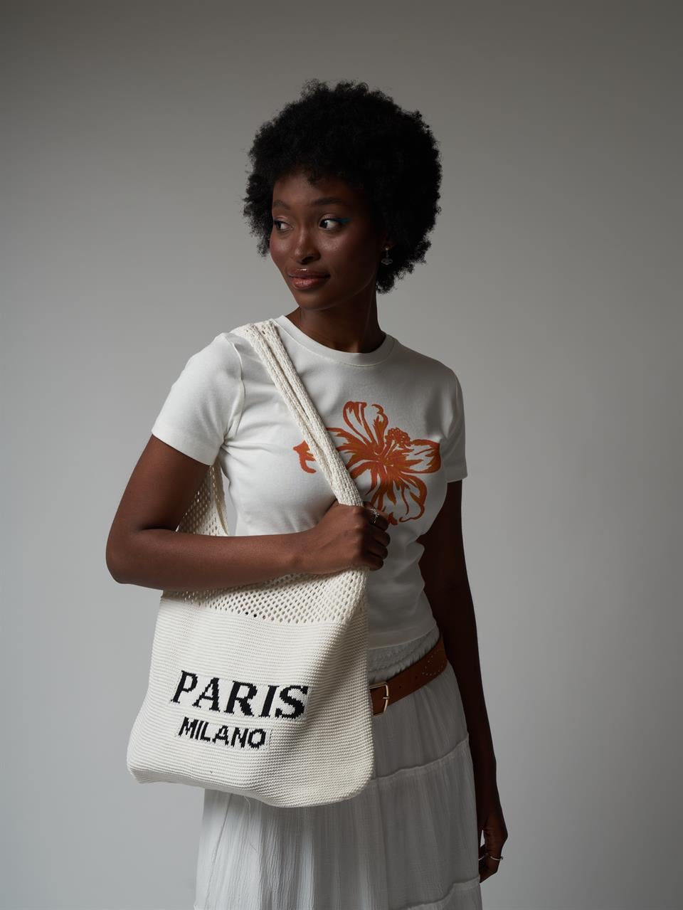 Paris-Milano Triko Çanta Ekru