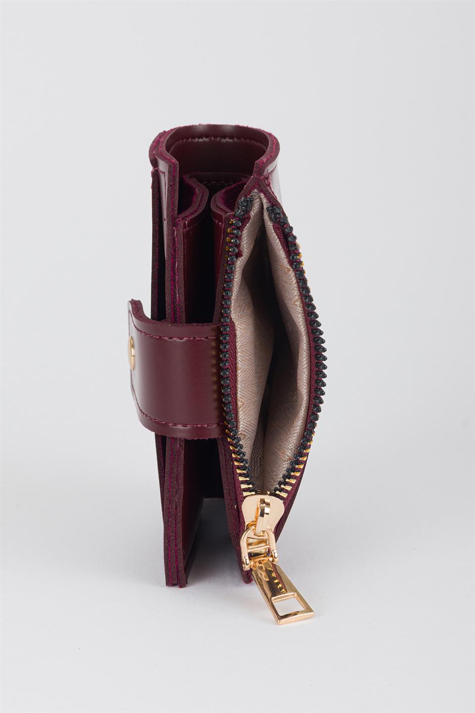 Patlı Kante Cüzdan Bordo