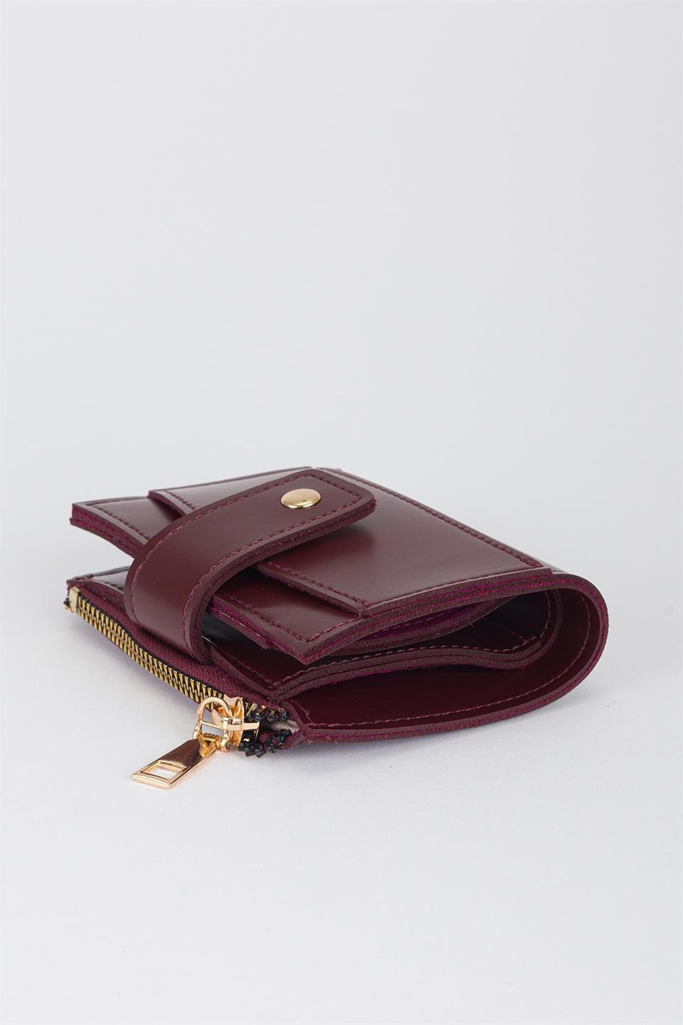 Patlı Kante Cüzdan Bordo