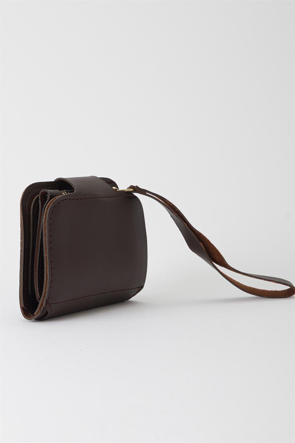 Patlı Kante Kumaş Cüzdan Kahve