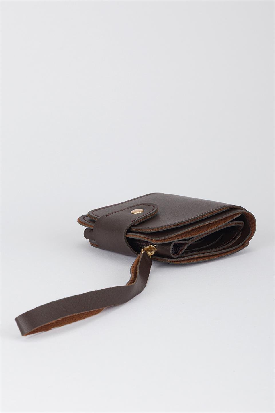 Patlı Kante Kumaş Cüzdan Kahve