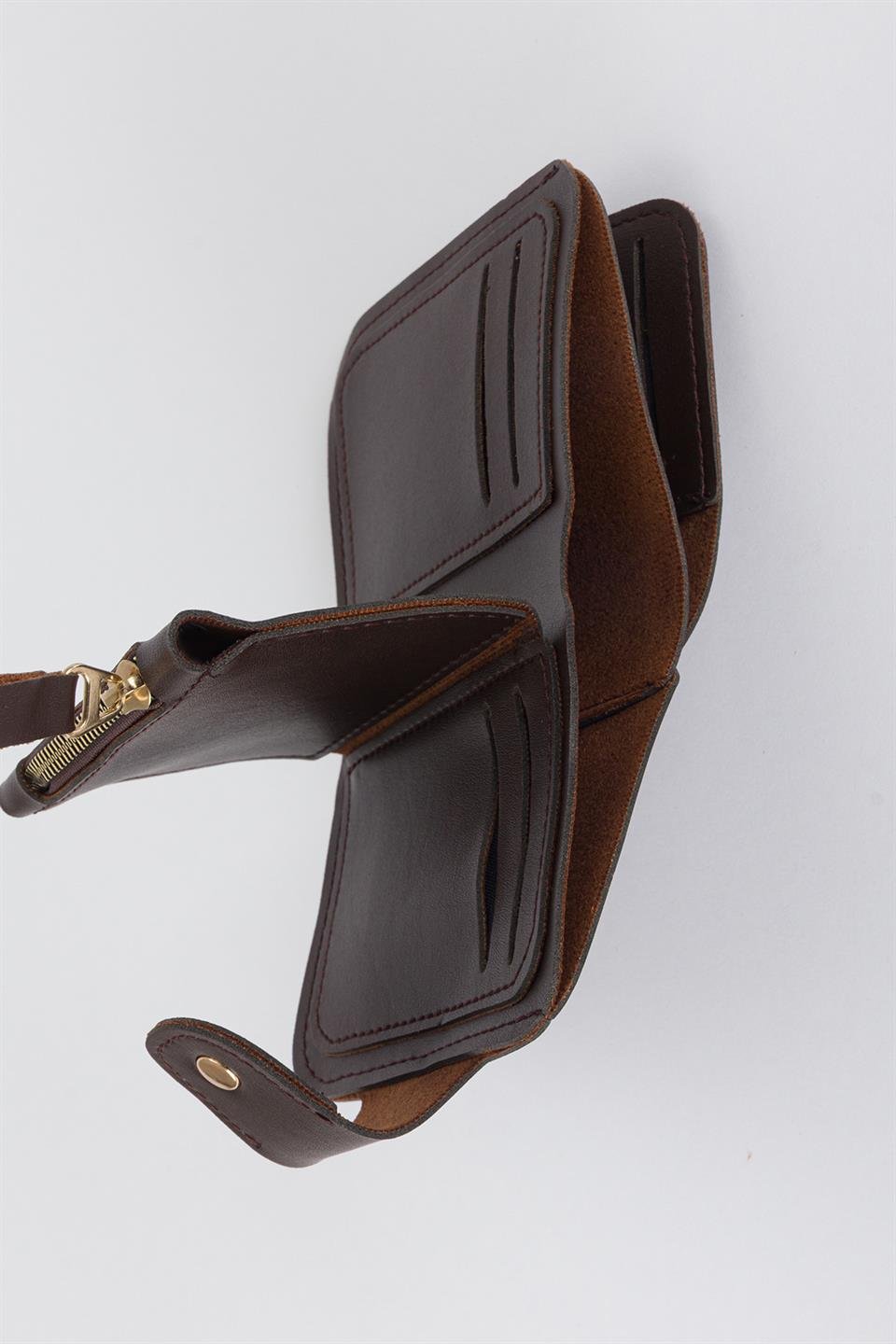 Patlı Kante Kumaş Cüzdan Kahve