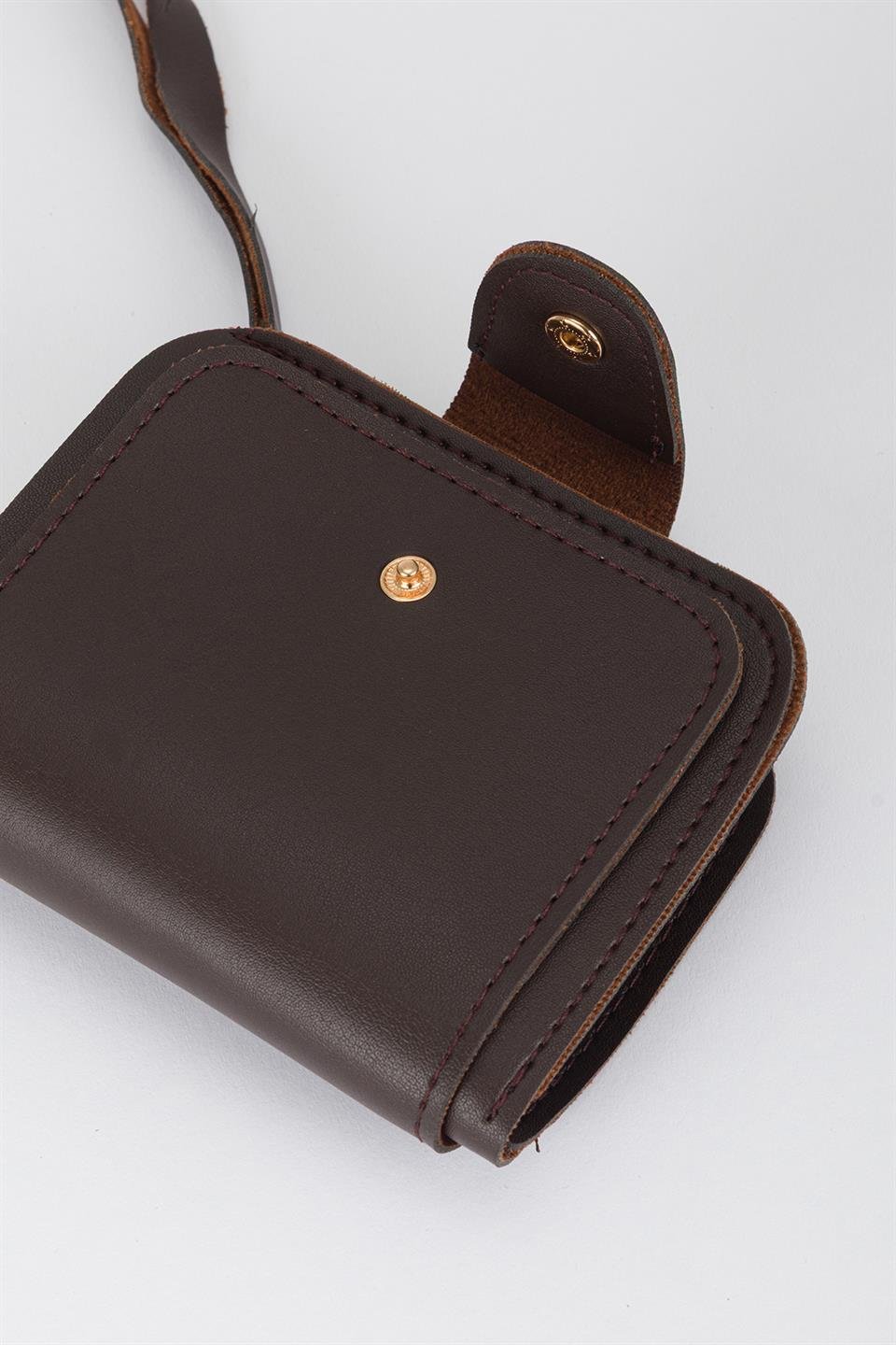 Patlı Kante Kumaş Cüzdan Kahve