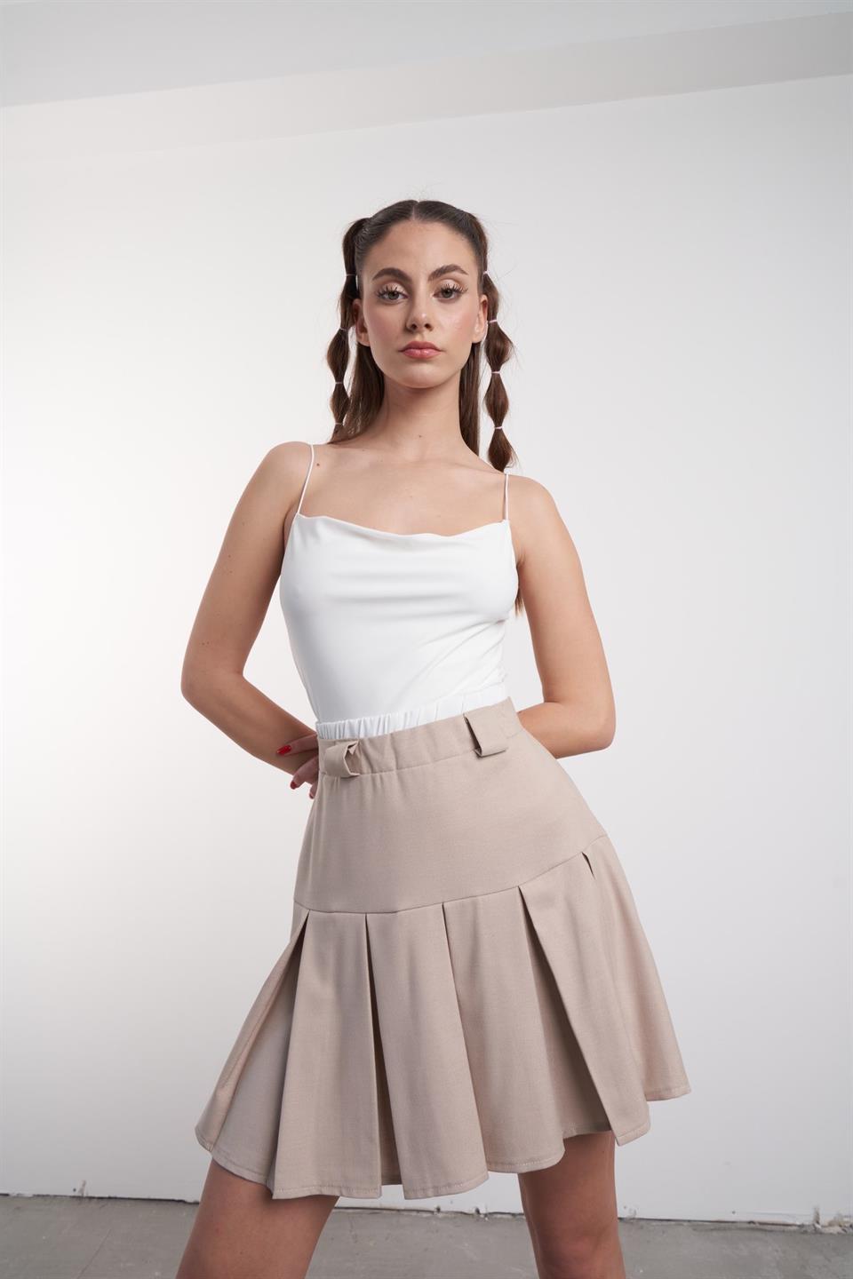 Pileli Mini Etek Taş