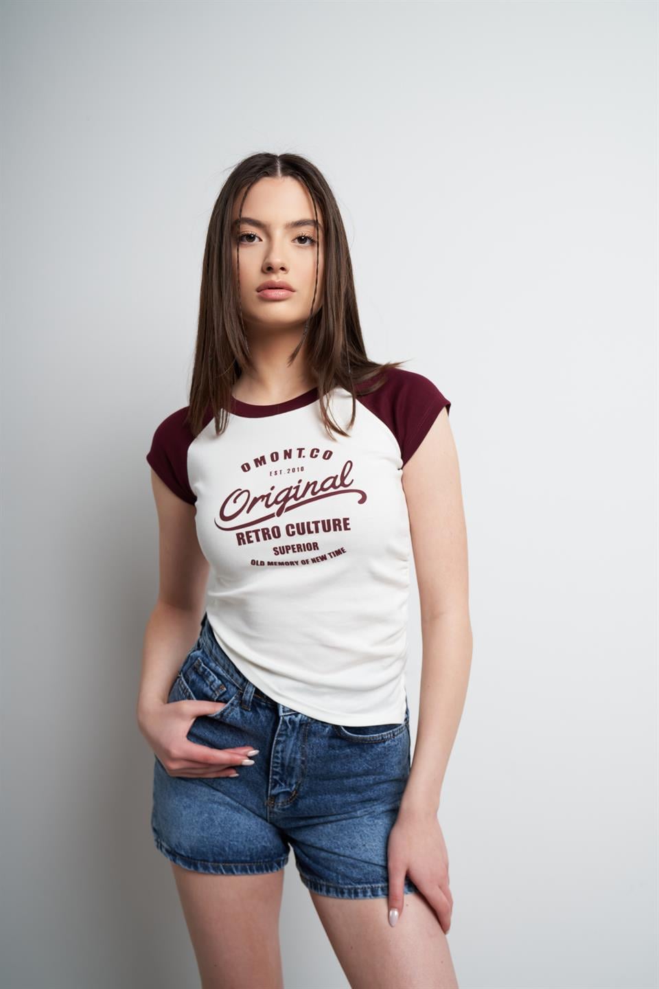 Retro Culture Baskılı Bluz Ekru-Bordo