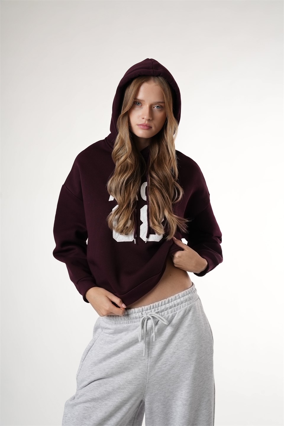 Şardonlu Sweatshirt Mürdüm