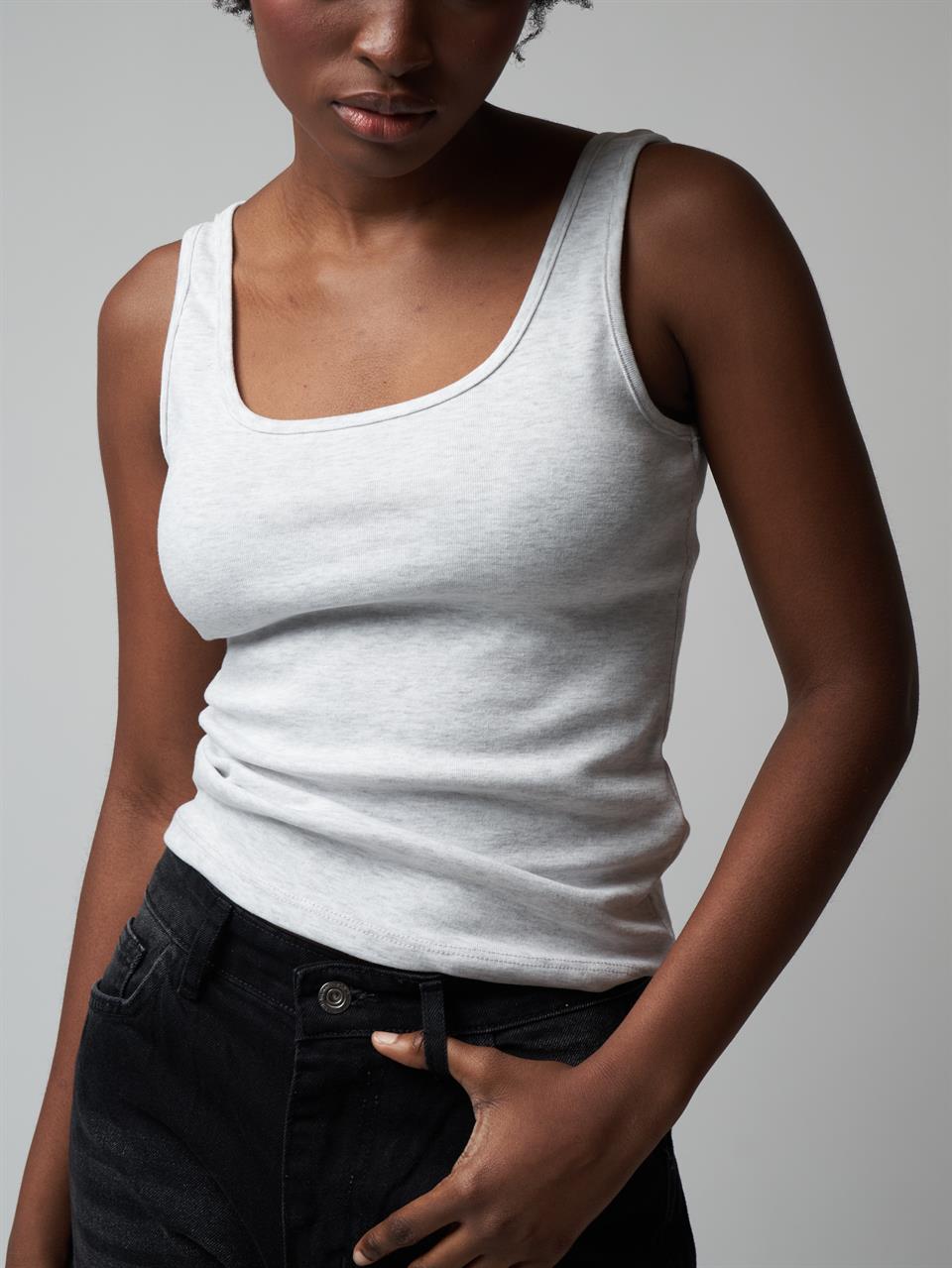 Sıfır Kol Ribana Bluz Karmelanj