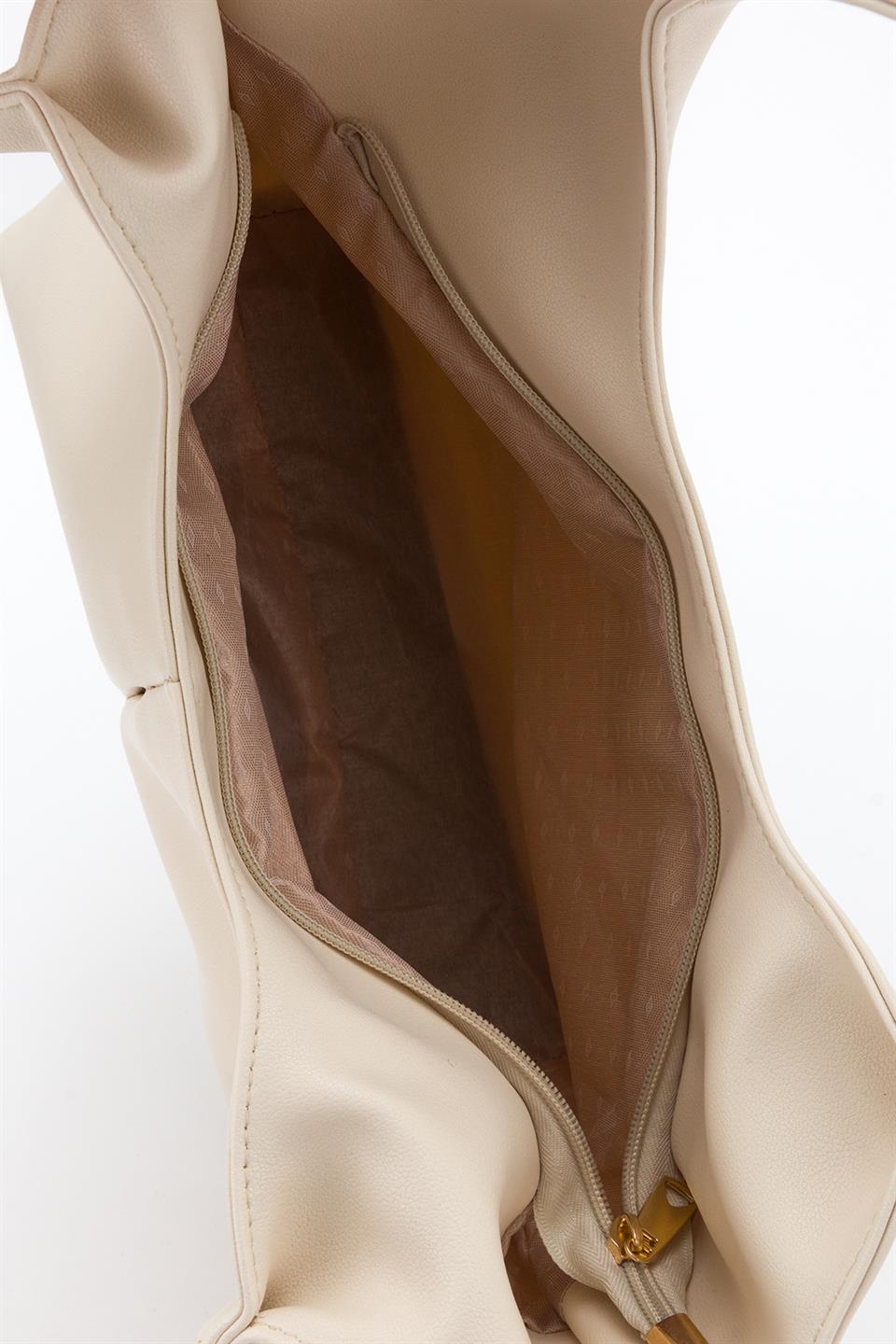 Soft Mini Charmlı Omuz Çantası Ekru