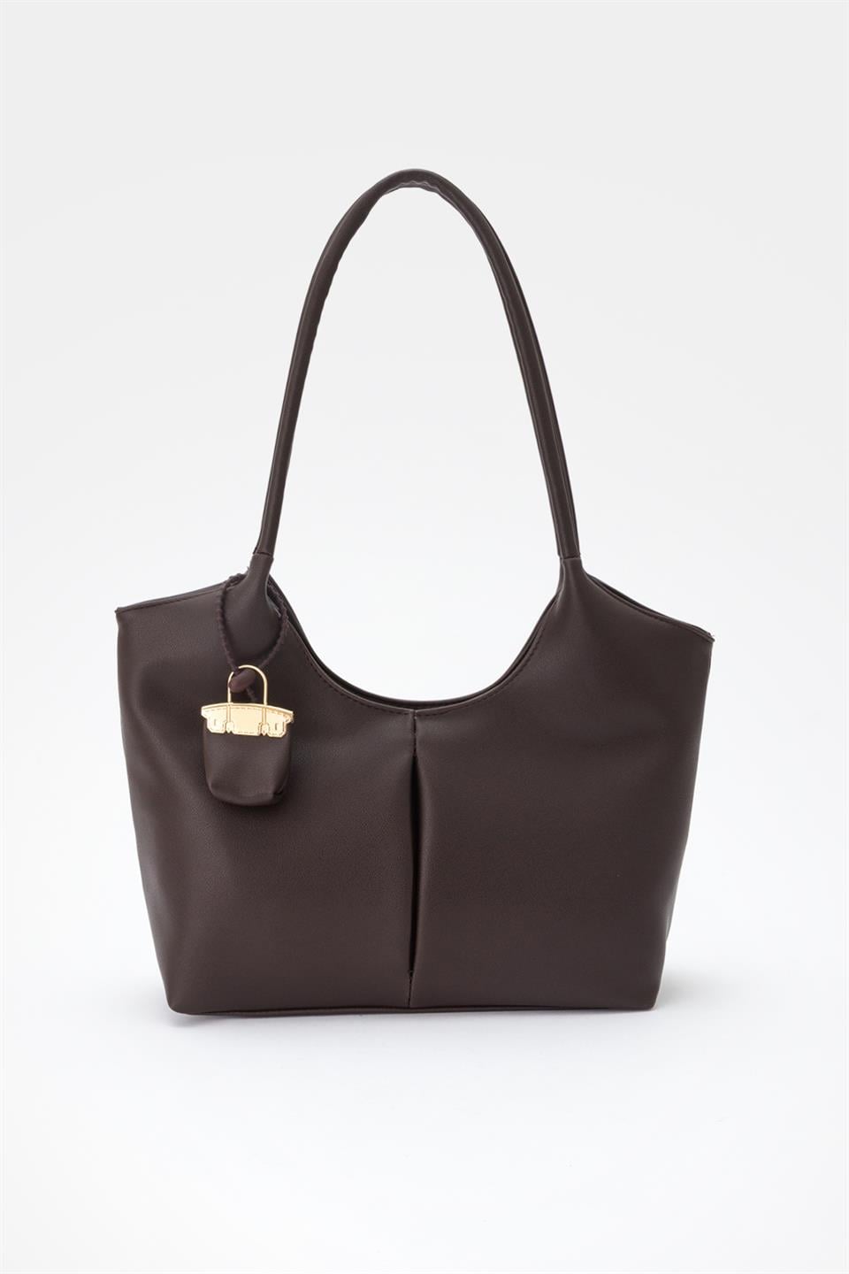 Soft Mini Charmlı Omuz Çantası Kahve